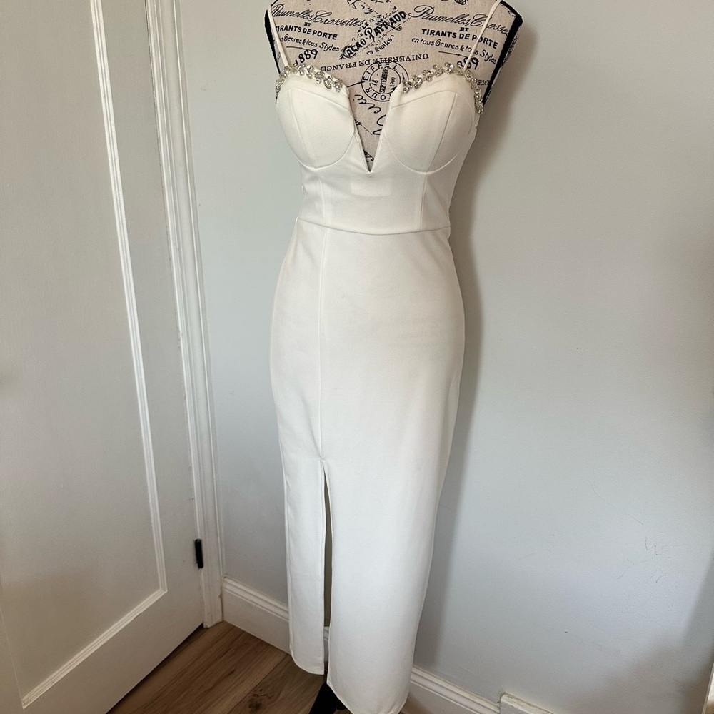 Love Is In The Air Midi Dress Elegant White Formal